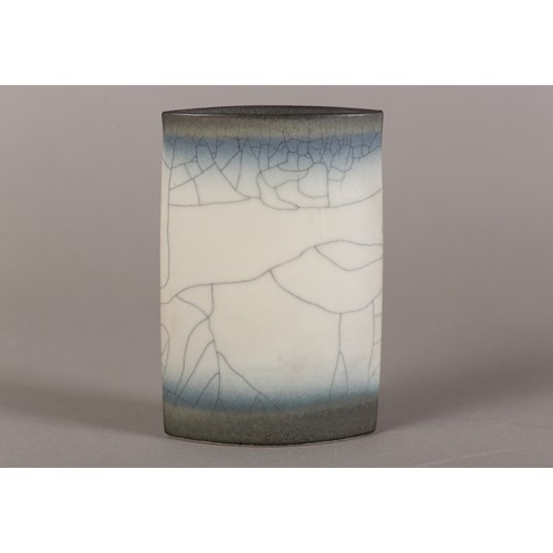 7 - David James White (1934-2011), porcelain pedestal bowl of crackle glaze and spray-on glaze, impresse... 