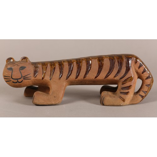 8 - Lisa Larsen (1931-2024) for Gustavsberg, Sweden, Tiger from the Africa series, terracotta with strip... 