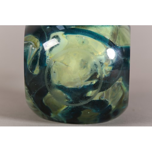 49 - A Mdina bottle-shape vase, 1975, the green and blue marbling encased in clear glass etched mark and ... 