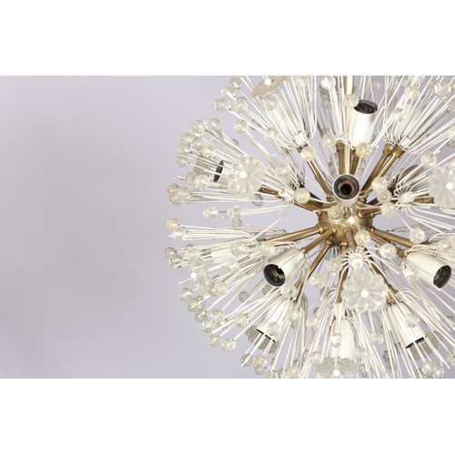 86 - A 1950/60s gilt metal and glass ceiling light, spherical, with numerous arms terminating in stylised... 