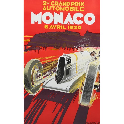 14 - After Falcucci, '2me Grand Prix Automobile Monaco 8 Avril 1930', colour lithograph reproduction post... 