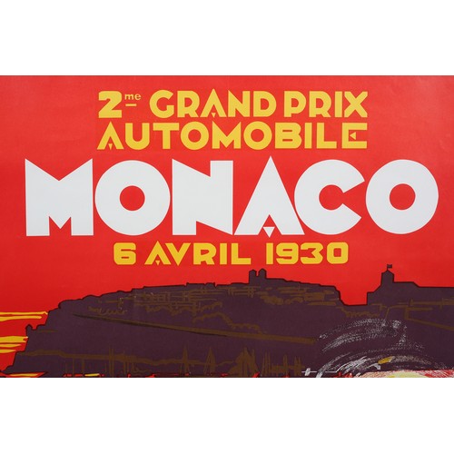 14 - After Falcucci, '2me Grand Prix Automobile Monaco 8 Avril 1930', colour lithograph reproduction post... 