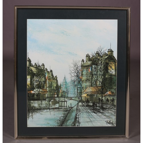 16 - After Folland 1932-1999), Parisian Street scene, colour print, 59.5cm x 49cm