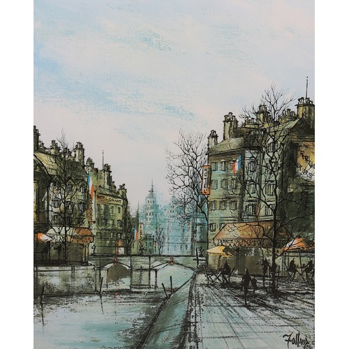 16 - After Folland 1932-1999), Parisian Street scene, colour print, 59.5cm x 49cm