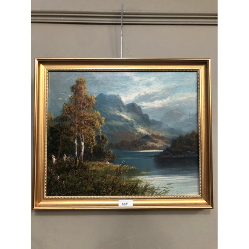 337 - Anon 20th century Autumn in the Trossachs, unsigned oil on canvas in gilt frame 34cm x 42cm