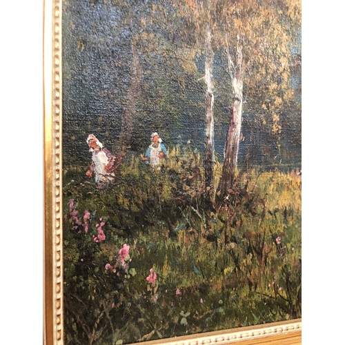 337 - Anon 20th century Autumn in the Trossachs, unsigned oil on canvas in gilt frame 34cm x 42cm