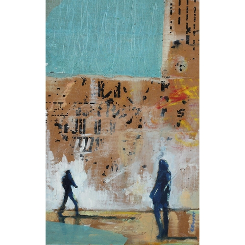 101 - Richard Gower (b 1962), Mr Blue Sky - Graffiti Reflection, mixed media on cardboard, signed to lower... 