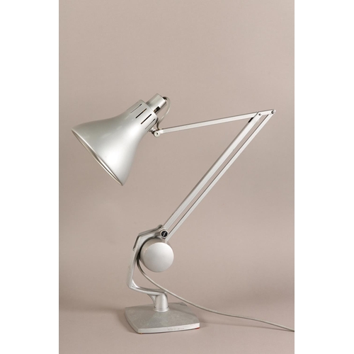 104 - A Simplus lamp for Hadrill and Horstman c1950s, a pale grey enamelled angle poise desk lamp (one nut... 