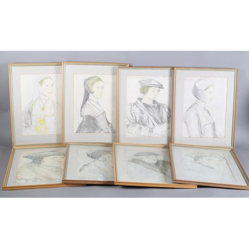 74 - After Hans Holbein the Younger, a set of eight monochrome prints from portraits held in the Royal Co... 