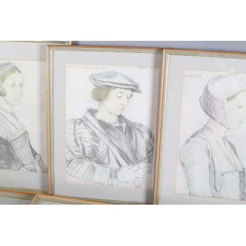 74 - After Hans Holbein the Younger, a set of eight monochrome prints from portraits held in the Royal Co... 