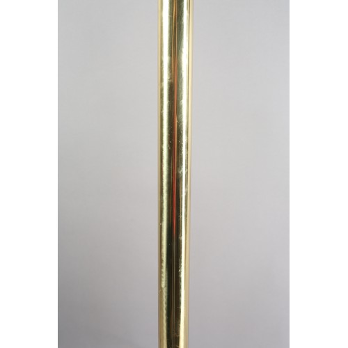 39 - A pair of brass floor lamps c1990s, the plain columns on circular pine bases, 111cm high to fitting