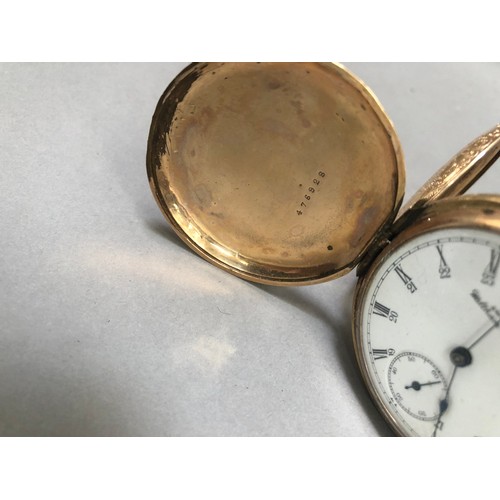 219B - A late 19th century pocket watch by American Walthem Watch Company in rolled gold foliate engraved h... 