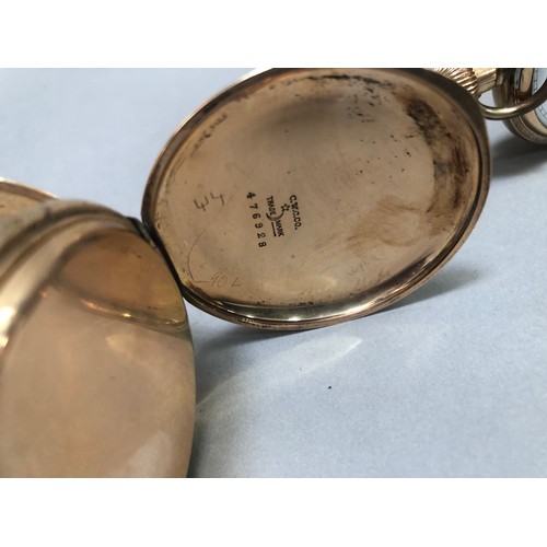 219B - A late 19th century pocket watch by American Walthem Watch Company in rolled gold foliate engraved h... 