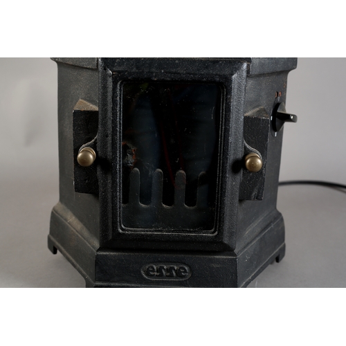 141 - An Esse cast iron and enamel electric stove of hexagonal outline with pierced foliate panels, 73cm h... 