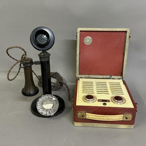 451 - A 1920s GPO 150 Nº2 pedestal telephone with Bakelite mouthpiece and body, brass and Bakelite earpiec... 