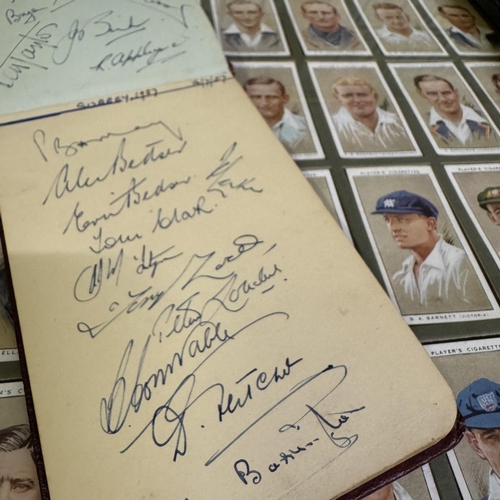 480 - Four complete sets of cricket-related cigarette cards, mitre and glass mounted, comprising Cricketer... 