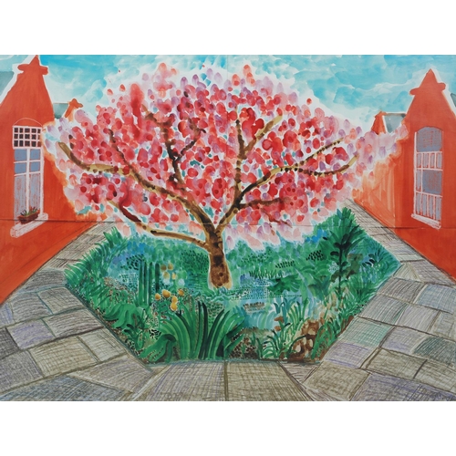 86 - After David Hockney, Study of Cherry Blossom, colour print poster, c2002, 64.5cm x 84cm