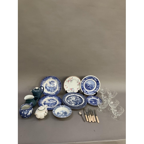 125 - A collection of blue and white ware including Willow pattern, a plate by Bristol potteries, two Bram... 