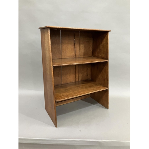 349 - An oak open bookcase of tapered form 54cm x 72cm