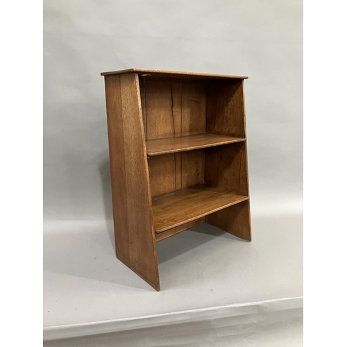 349 - An oak open bookcase of tapered form 54cm x 72cm