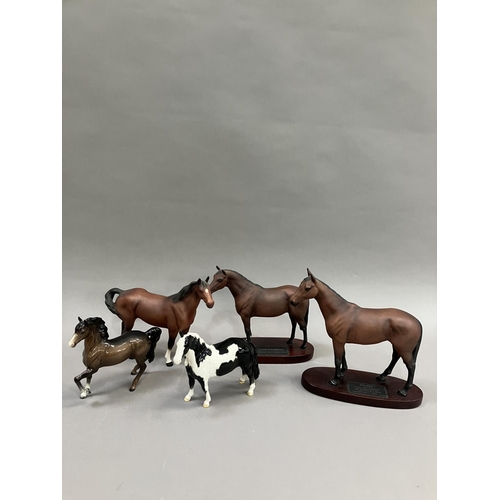 25 - A Beswick Connoisseur model of a Thoroughbred, on plinth 21.5cm high, a model of Mill Reef on plinth... 