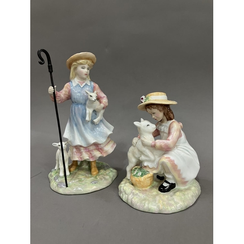 29 - A Royal Doulton figure 'Age of Innocence' and another, 'The Shepherdess', and 'Mary Had a Little Lam... 