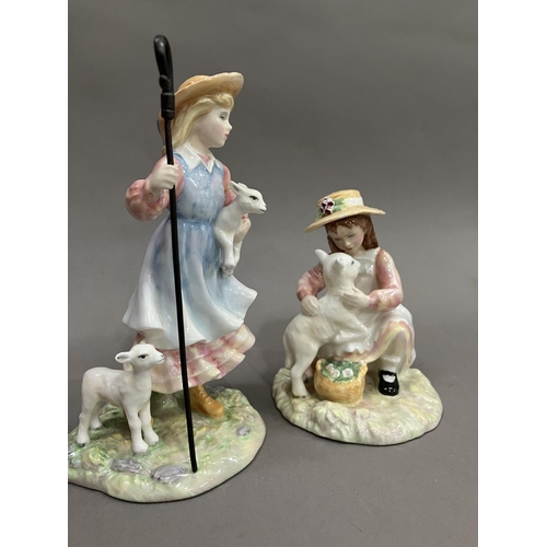 29 - A Royal Doulton figure 'Age of Innocence' and another, 'The Shepherdess', and 'Mary Had a Little Lam... 