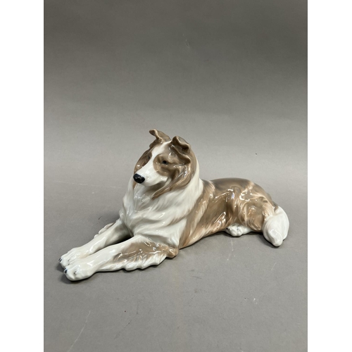 4 - A Royal Copenhagen model of a collie reclining, modelled by Peter Herold, no. 1701, date code 1956, ... 