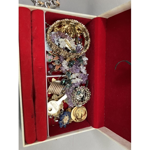 264 - Two jewellery  boxes containing a collection of late 20th Century costume jewellery including ear st... 