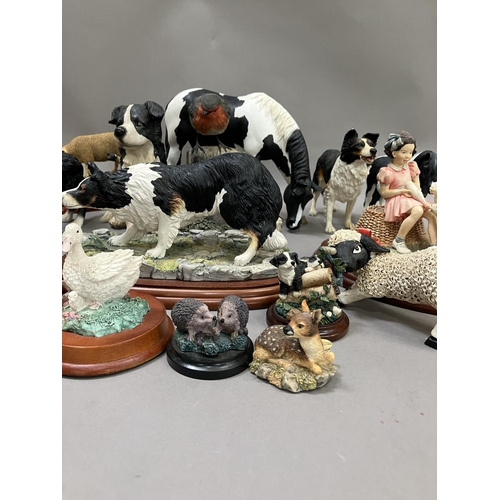 119 - A Border Fine Arts figure of a Border Collie no. B0449B, together with various modelled figures of s... 