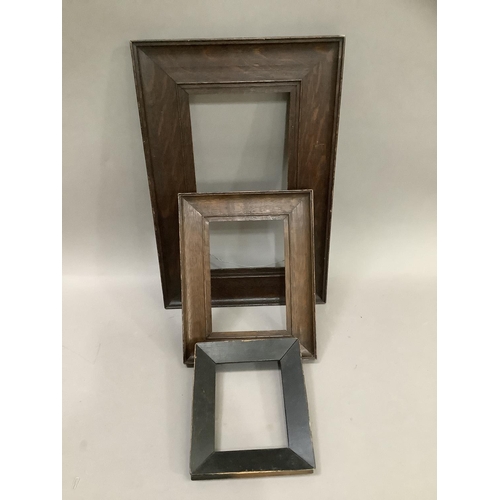 246 - Two oak and one ebonised picture frame, outer measurements 44.5cm x 29.5cm, 27.5cm x21.5cm, 19.5cm x... 