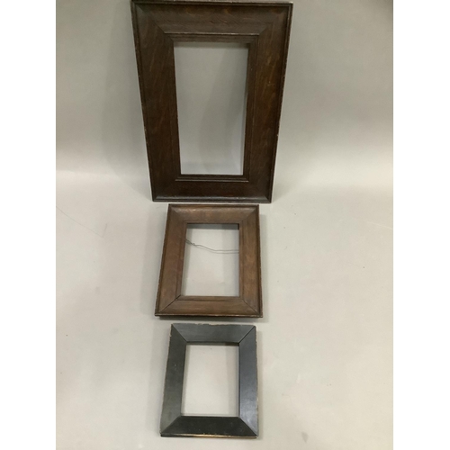 246 - Two oak and one ebonised picture frame, outer measurements 44.5cm x 29.5cm, 27.5cm x21.5cm, 19.5cm x... 