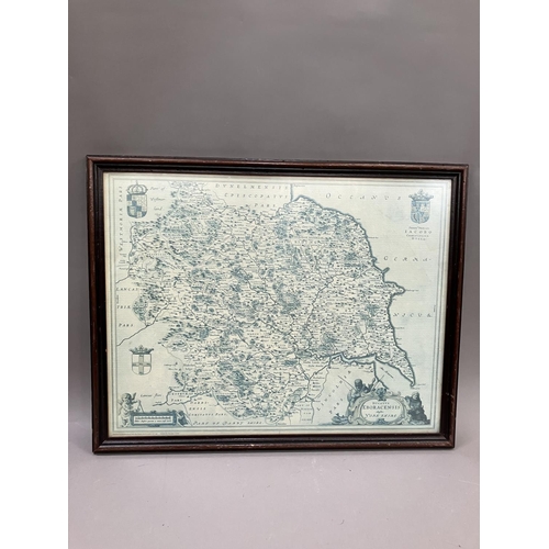 342 - A reproduction map of Yorkshire, published by the Yorkshire Post, overall 49.5cm x 62cm