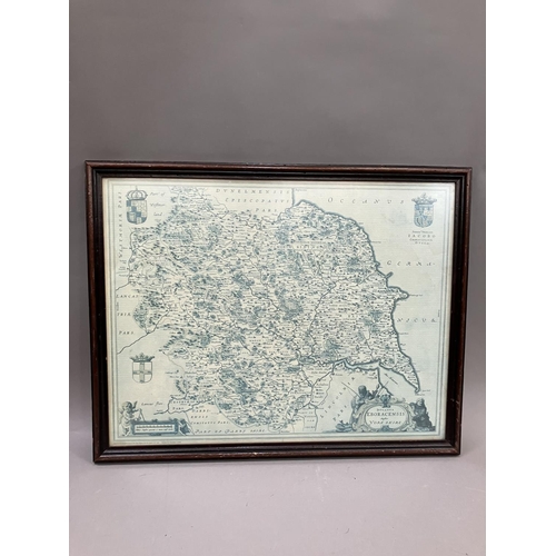 342 - A reproduction map of Yorkshire, published by the Yorkshire Post, overall 49.5cm x 62cm