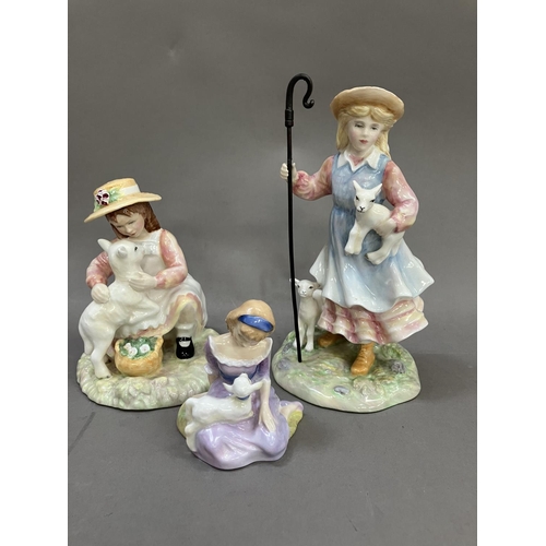 29 - A Royal Doulton figure 'Age of Innocence' and another, 'The Shepherdess', and 'Mary Had a Little Lam... 