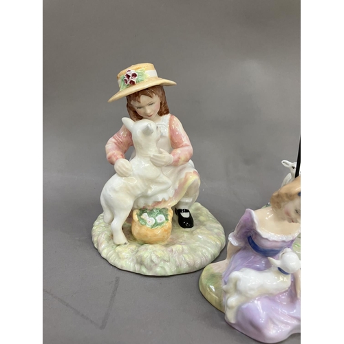 29 - A Royal Doulton figure 'Age of Innocence' and another, 'The Shepherdess', and 'Mary Had a Little Lam... 