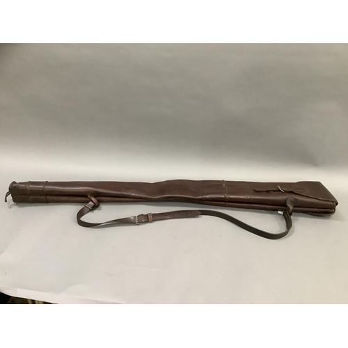 177 - Chestnut leather double shot gun sling