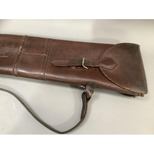 177 - Chestnut leather double shot gun sling