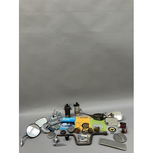 121 - Car accessories, mirrors, oil can, lights etc