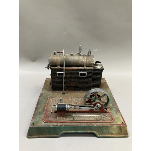 446 - A Marklin (Germany) horizontal live steam engine model, incomplete and untested, 30cm x 30cm x 22cm ... 