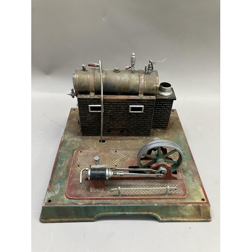 446 - A Marklin (Germany) horizontal live steam engine model, incomplete and untested, 30cm x 30cm x 22cm ... 