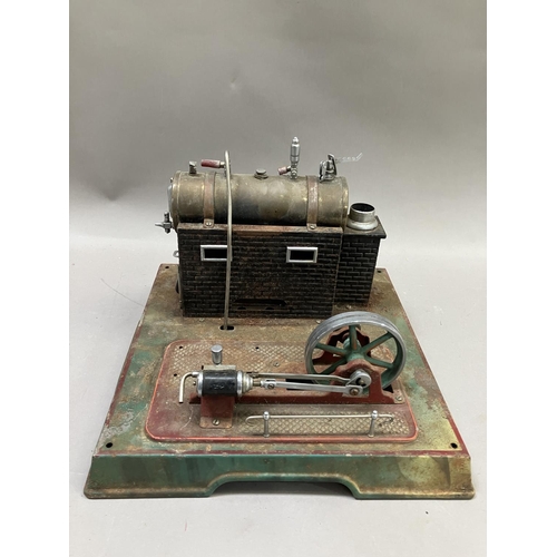 446 - A Marklin (Germany) horizontal live steam engine model, incomplete and untested, 30cm x 30cm x 22cm ... 