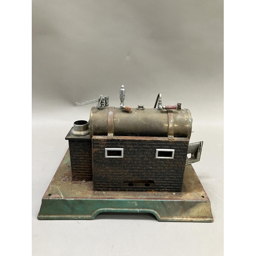 446 - A Marklin (Germany) horizontal live steam engine model, incomplete and untested, 30cm x 30cm x 22cm ... 