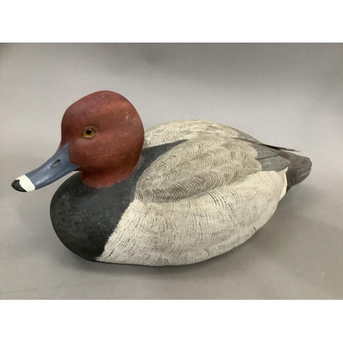 73 - A Decoy Duck, Redhead Drake, stamped Decoy Duck to base, signed Milton Cloud, Winslow White, 33cm wi... 