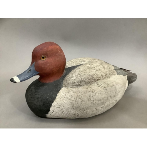 73 - A Decoy Duck, Redhead Drake, stamped Decoy Duck to base, signed Milton Cloud, Winslow White, 33cm wi... 