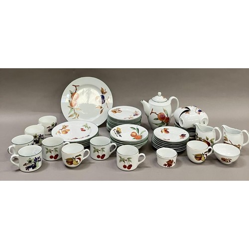 114 - A collection of Royal Worcester Evesham Green comprising, six coffee cups, three teacups, eleven sid... 