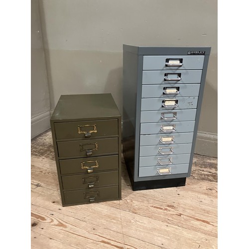 174 - A Bisley metal filing cabinet having ten drawers with another having five drawers