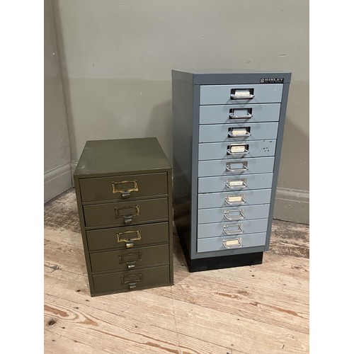 174 - A Bisley metal filing cabinet having ten drawers with another having five drawers