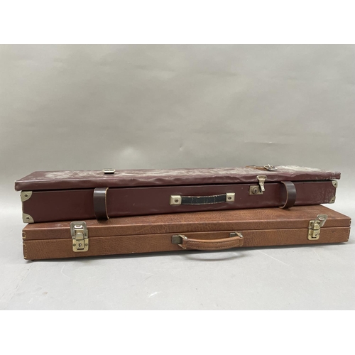 314 - Two shotgun cases, both in leather effect covered wooden carcass, one with an interior suitable for ... 