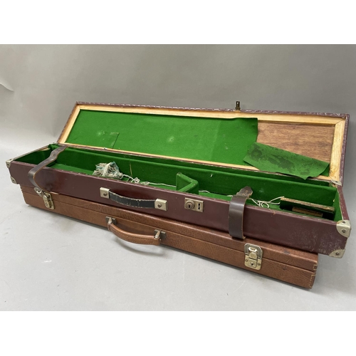 314 - Two shotgun cases, both in leather effect covered wooden carcass, one with an interior suitable for ... 